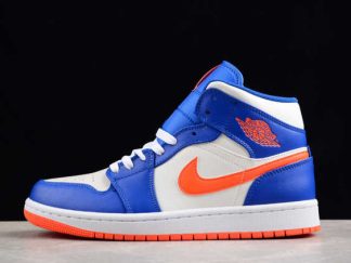 FD1029-400 Air Jordan 1 Mid Knicks Blue Orange AJ1 Basketball Shoes