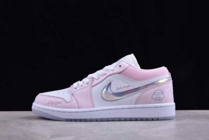 FQ9112-100 Air Jordan 1 Low Pink White Silver AJ1 Basketball Shoes